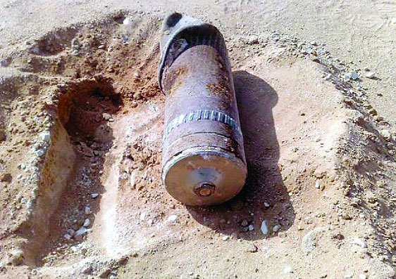 العثور على قنبلة قديمة في منطقة سحم باربد