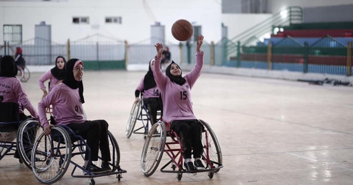 كرة سلة لفتيات الكراسي المتحركة في غزة