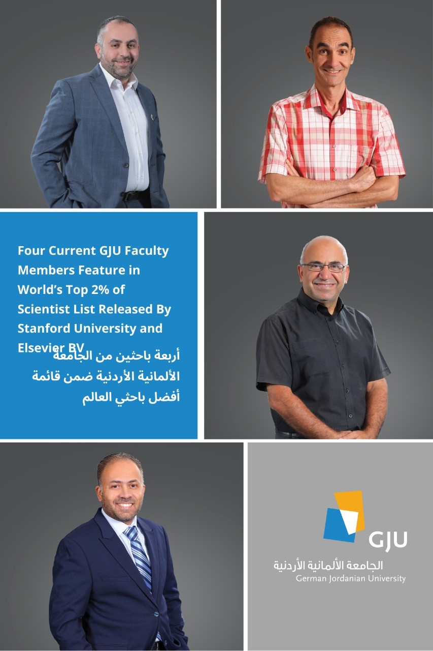 أربعة باحثين من الجامعة الألمانية الأردنية ضمن قائمة أفضل باحثي العالم 