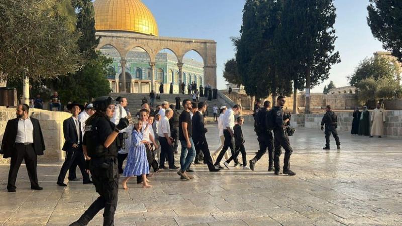 عشرات المستوطنين يؤدون طقوسا تلمودية عند أبواب المسجد الأقصى