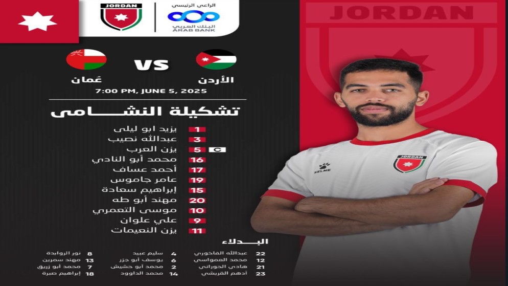 الإعلان عن تشكيلة "النشامى" لملاقاة عُمان
