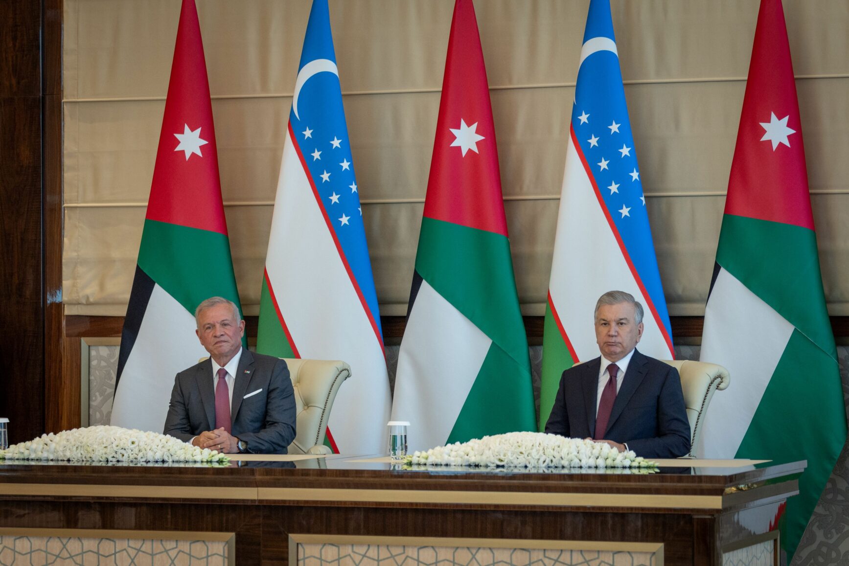 بيان أردني أوزبكي مشترك في ختام مباحثات الملك والرئيس ميرضيائيف