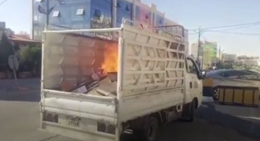 يقظة مندوب اذاعة الامن العام بمادبا تمنع حريق بمركبة